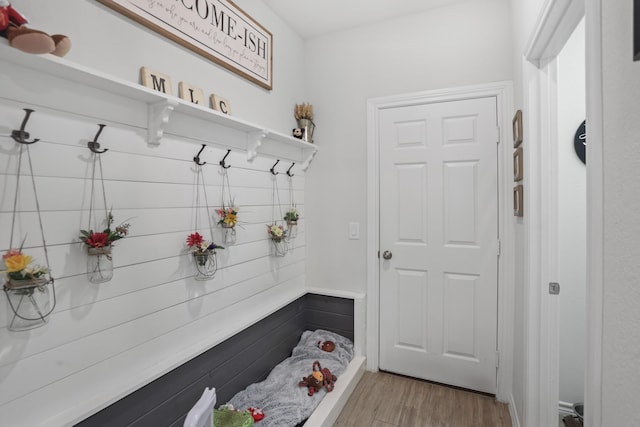 mudroom featuring light hardwood / wood-style floors