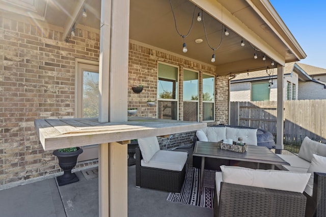 view of patio featuring an outdoor hangout area