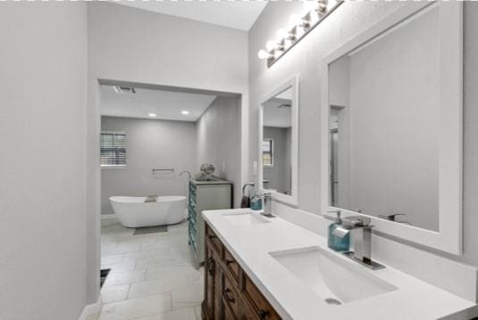 bathroom featuring vanity and a bathing tub