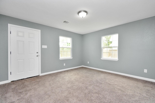 empty room with a healthy amount of sunlight and carpet flooring