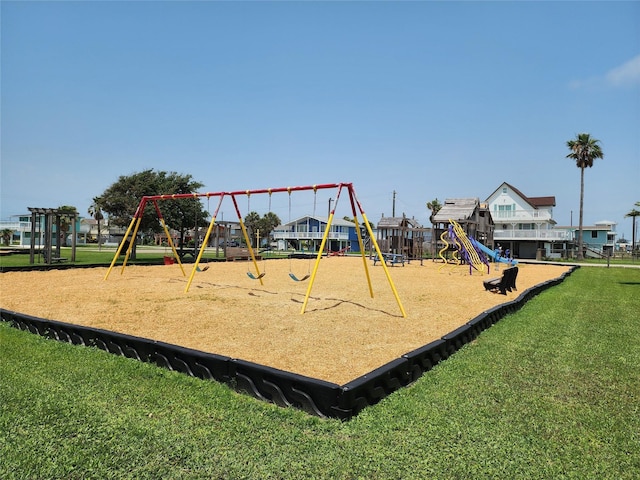 view of play area featuring a yard