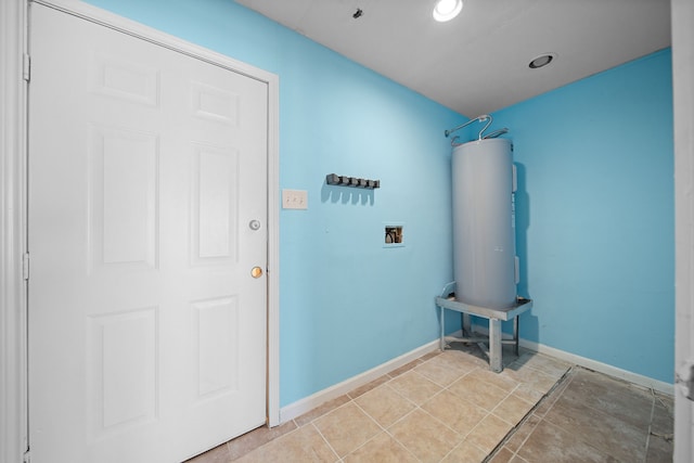 washroom featuring hookup for a washing machine and electric water heater