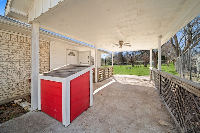 view of patio with ceiling fan