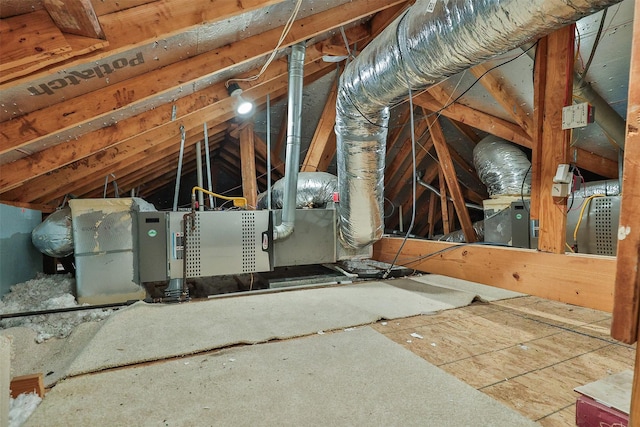 view of unfinished attic