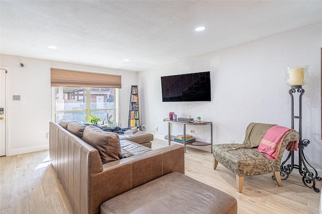 living room featuring light wood-type flooring