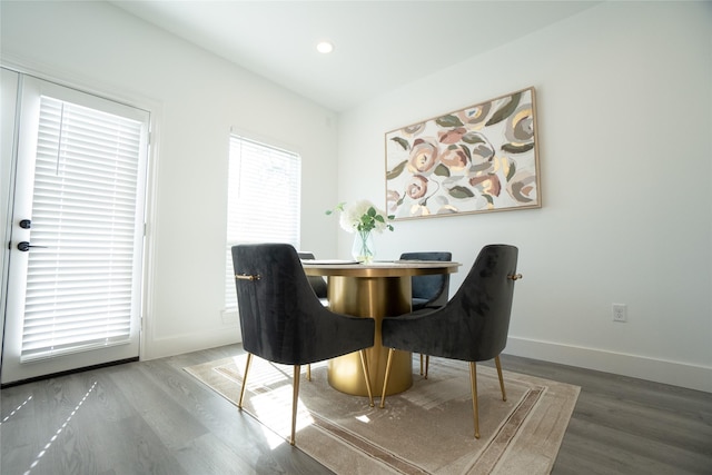 dining area featuring wood-type flooring