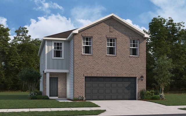 view of front of home with a garage and a front yard