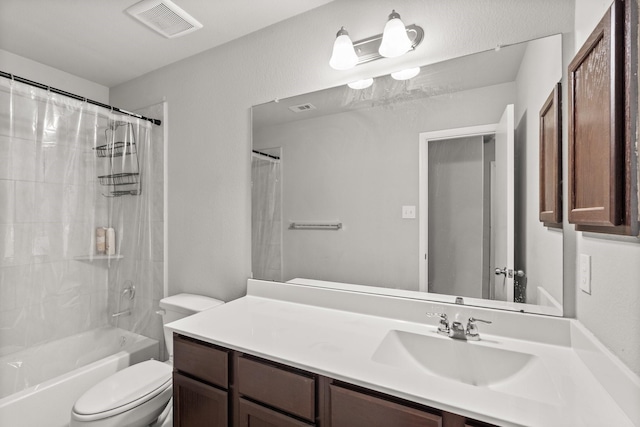 full bathroom featuring vanity, toilet, and shower / bath combo with shower curtain