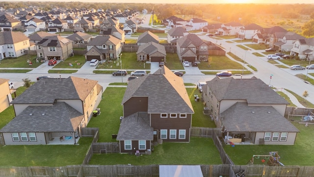 view of aerial view at dusk