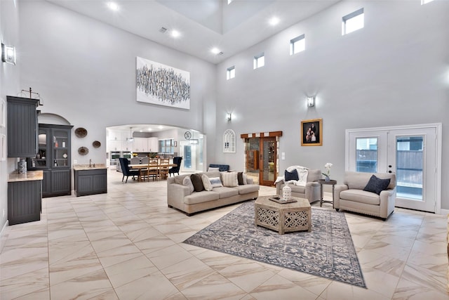 living room with french doors