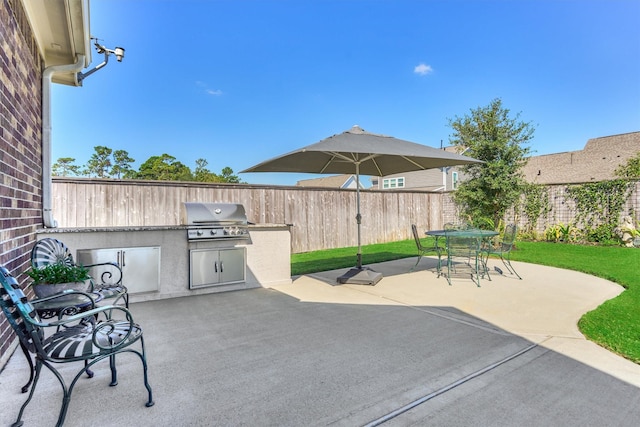 view of patio / terrace with a grill and an outdoor kitchen