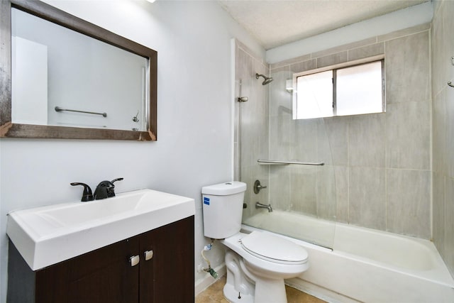 full bathroom featuring vanity, toilet, and tiled shower / bath combo