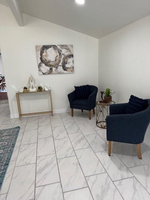 2748 Cos St, Liberty, TX 77575 - living area with marble finish floor, baseboards, and lofted ceiling