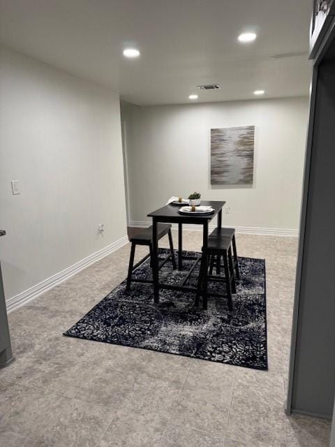 2748 Cos St, Liberty, TX 77575 - dining space featuring baseboards, visible vents, and recessed lighting