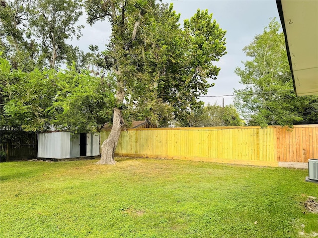 view of yard with a shed