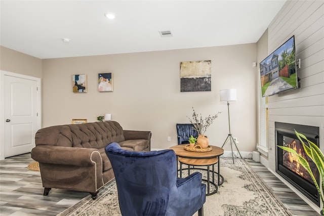 living room with light wood-type flooring