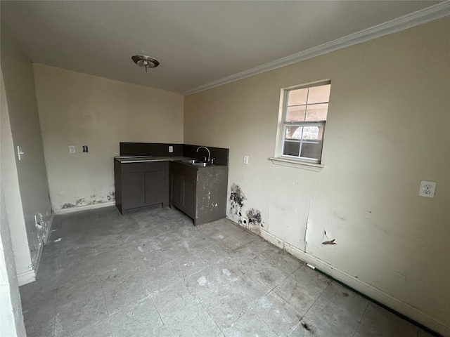 interior space featuring crown molding and sink