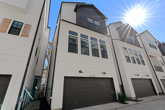 exterior space with a garage