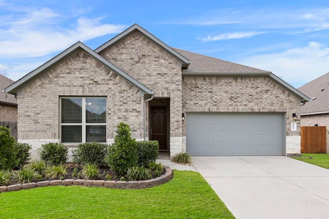 view of front of house with a garage and a front yard