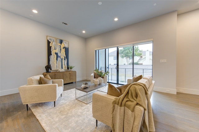 living room with wood-type flooring