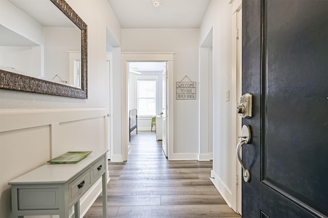 hall featuring hardwood / wood-style floors