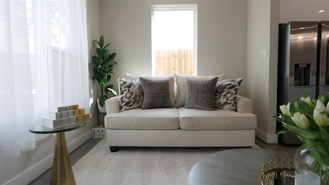 living room featuring light wood-type flooring