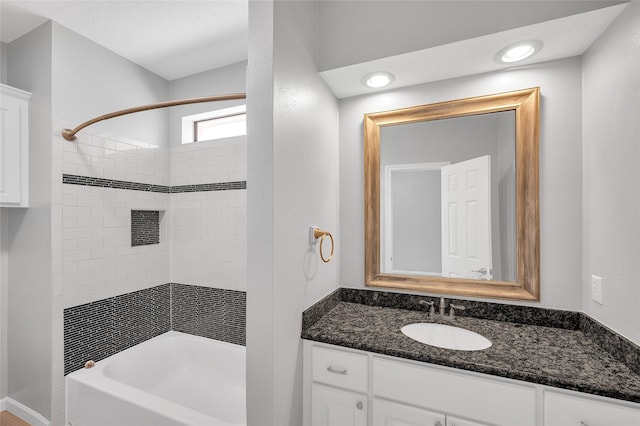 full bathroom with shower / bath combination and vanity