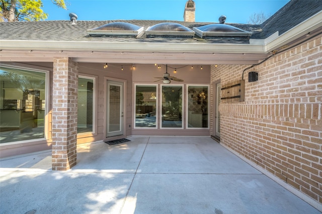 view of patio / terrace featuring a ceiling fan