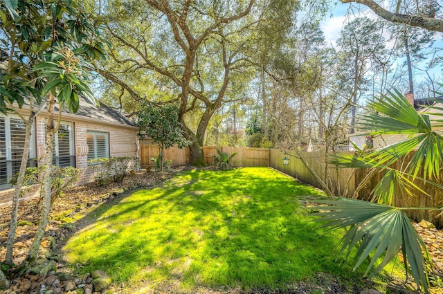 view of yard featuring a fenced backyard