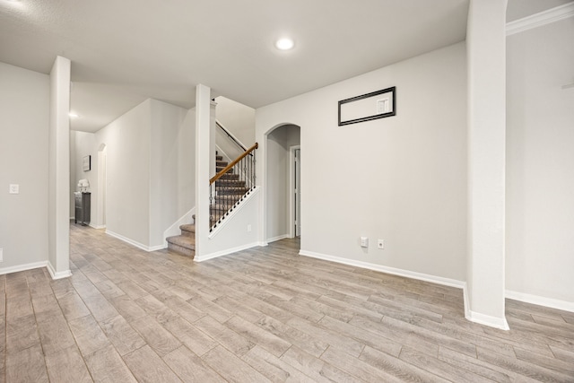 spare room featuring light hardwood / wood-style flooring