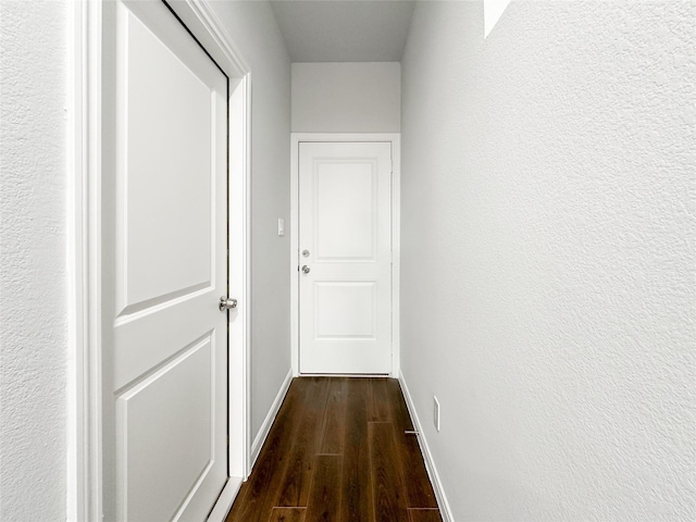 hallway featuring dark hardwood / wood-style flooring