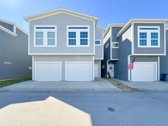 view of front of property with a garage