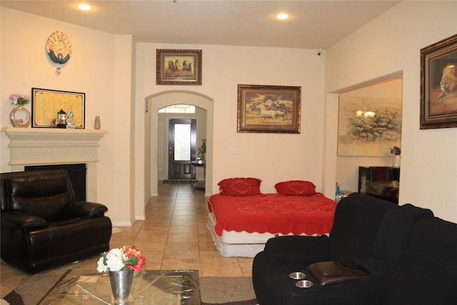 view of tiled living room