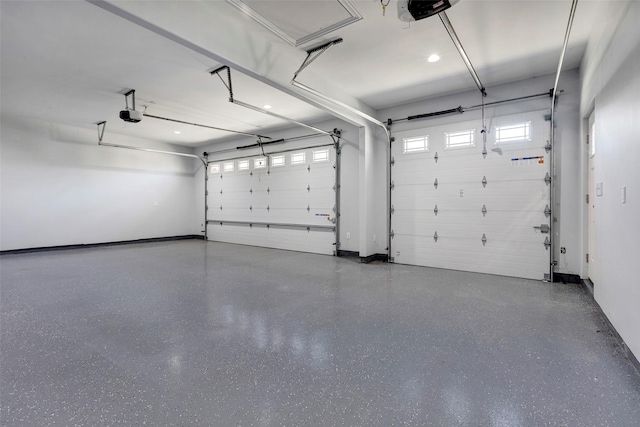 garage with a garage door opener