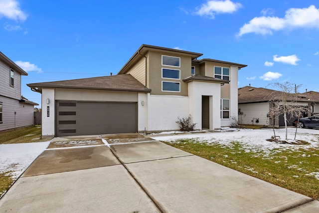 prairie-style house with a garage