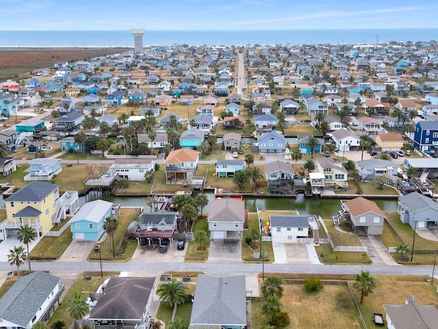 16527 Nassau Way, Jamaica Beach, TX 77554 - aerial view featuring a water view and a residential view