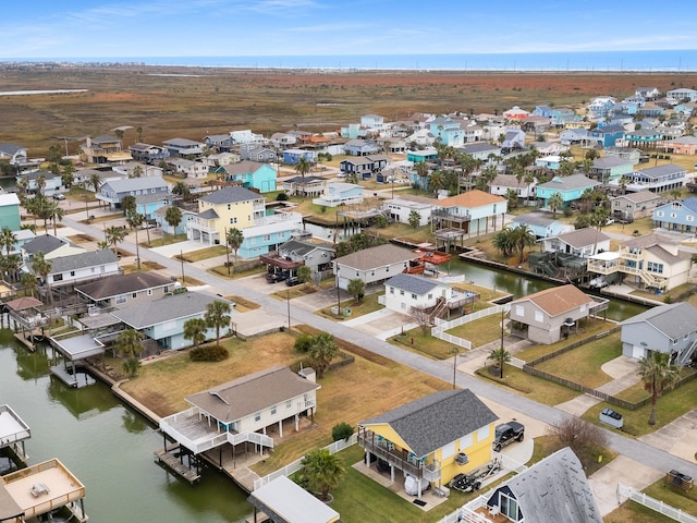 16527 Nassau Way, Jamaica Beach, TX 77554 - birds eye view of property with a water view and a residential view