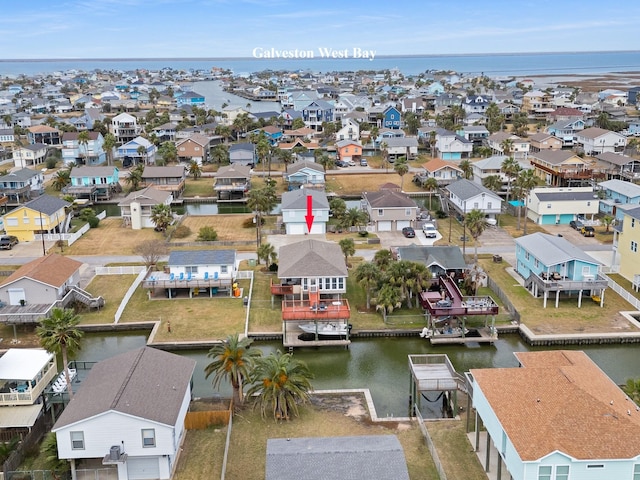 16527 Nassau Way, Jamaica Beach, TX 77554 - aerial view featuring a residential view and a water view