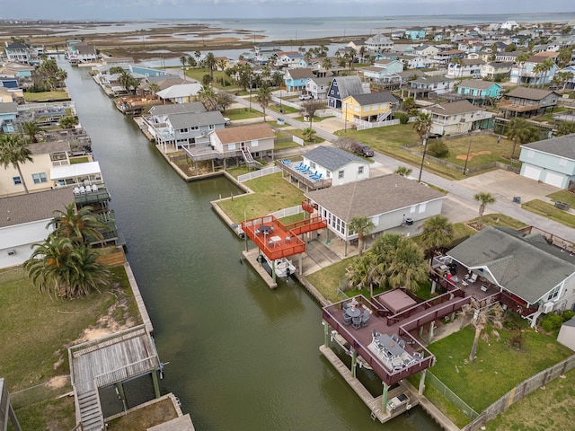 16527 Nassau Way, Jamaica Beach, TX 77554 - birds eye view of property with a water view and a residential view