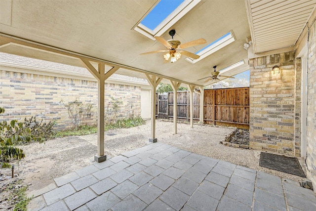 view of patio / terrace featuring ceiling fan