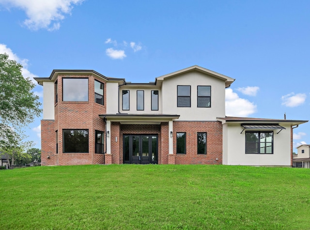 view of front of property with a front lawn