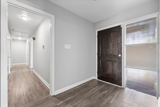 entrance foyer featuring dark wood-type flooring