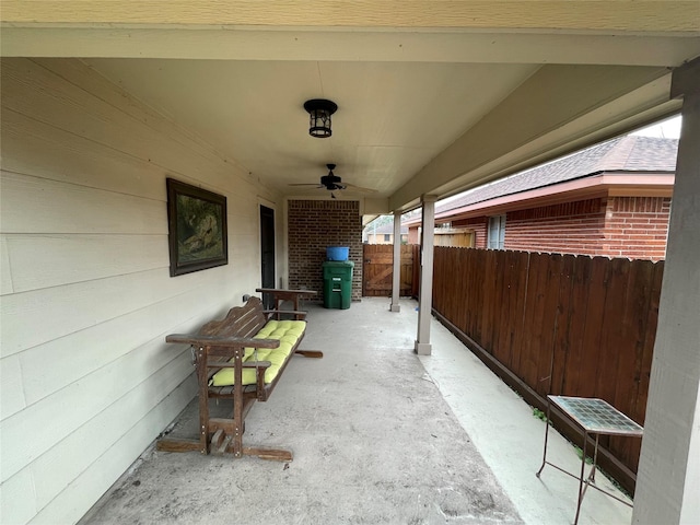 view of patio / terrace featuring ceiling fan