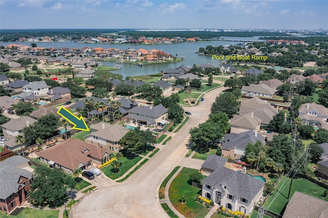 bird's eye view featuring a water view