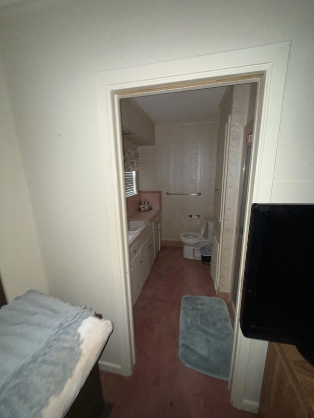 bathroom with vanity and toilet