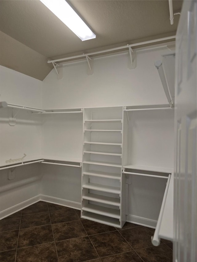 walk in closet with lofted ceiling