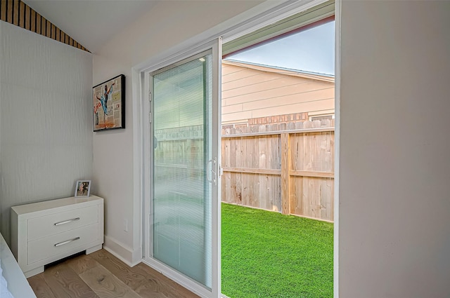 doorway featuring light hardwood / wood-style flooring