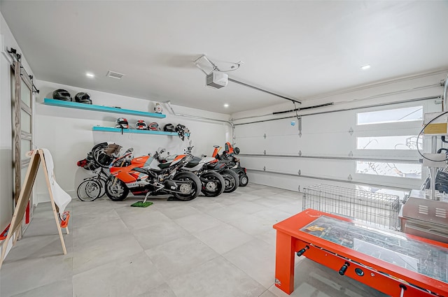 garage with a garage door opener