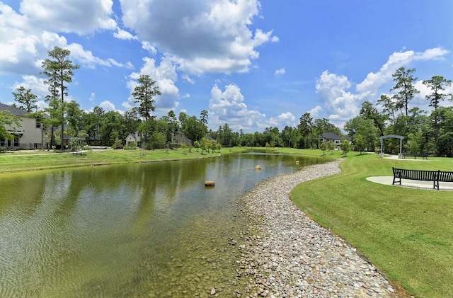 property view of water featuring a gazebo