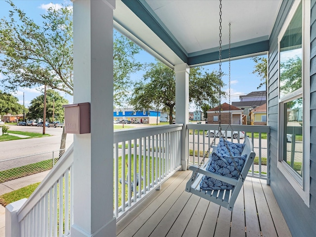 wooden terrace with covered porch